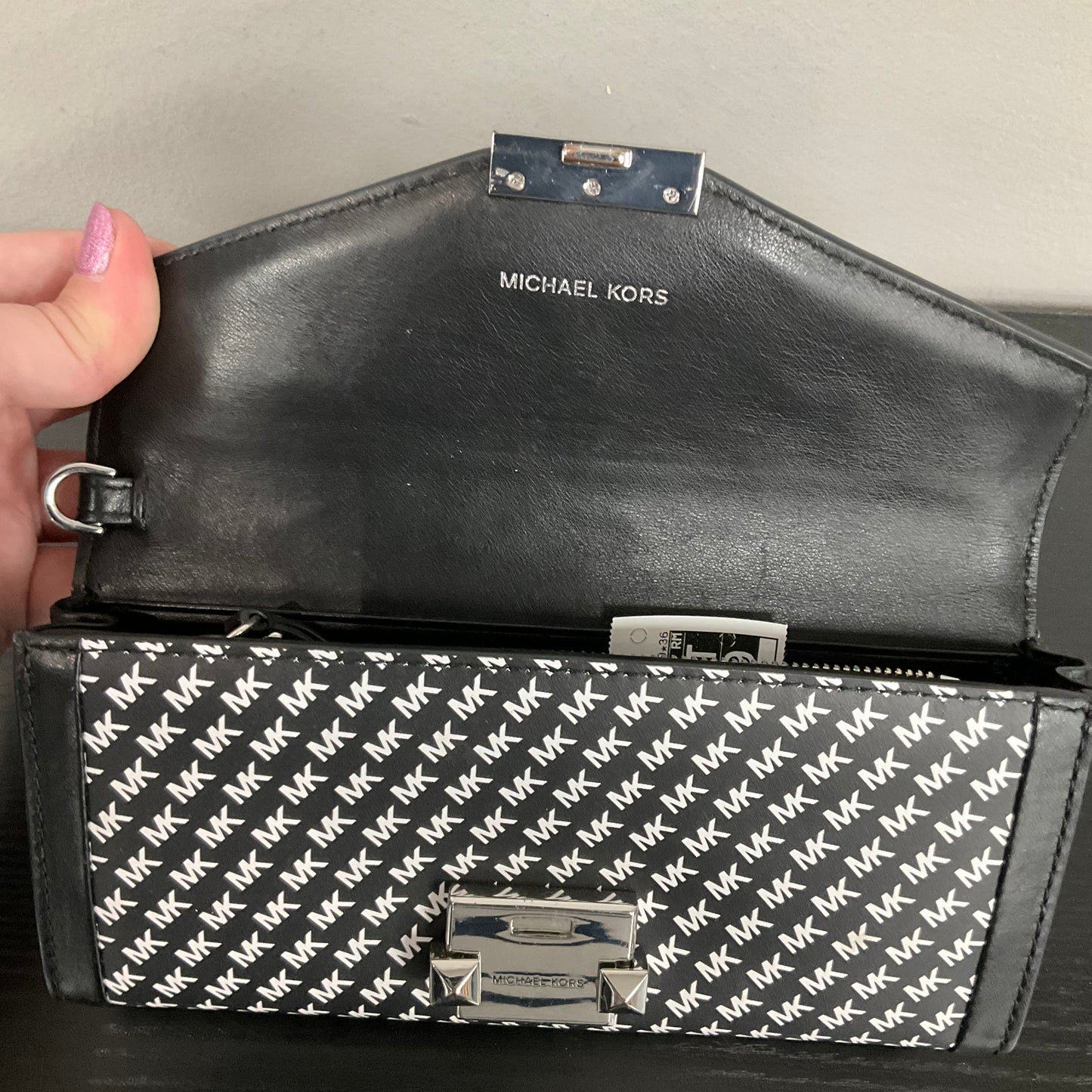 Wallet Designer By Michael Kors In Black & White, Size:Medium