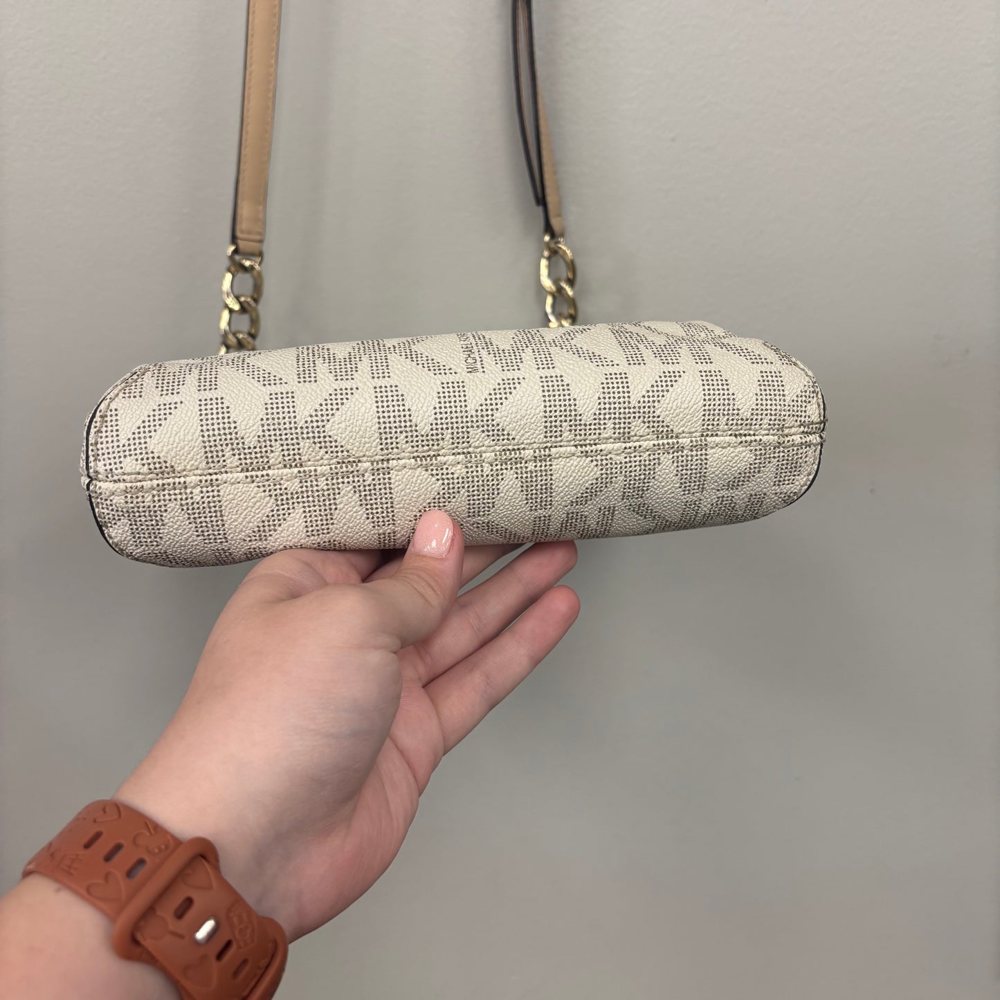 Crossbody Designer By Michael Kors In Cream & Tan, Size:Small