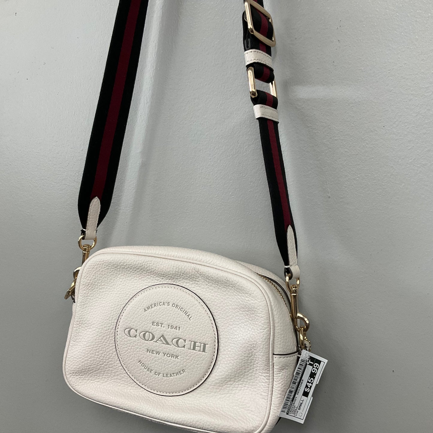 Crossbody Designer By Coach In Cream, Size:Small