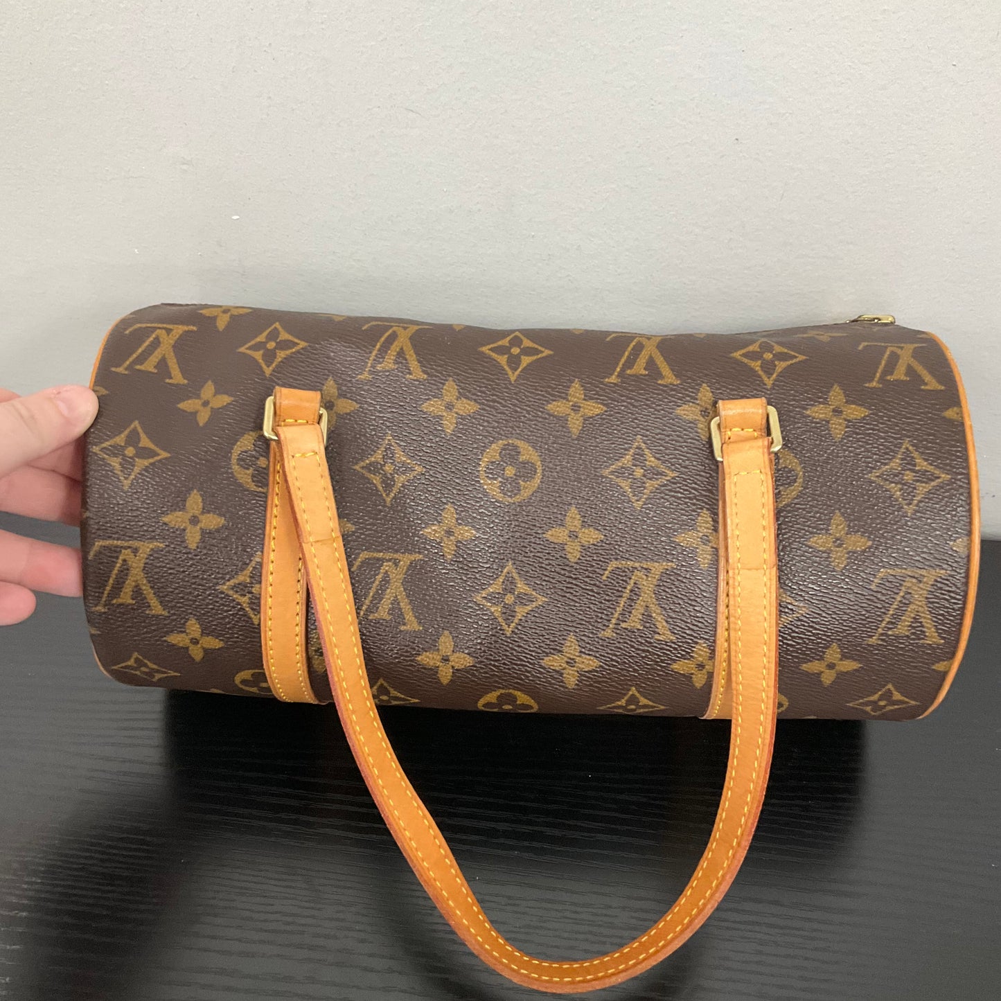 Handbag Luxury Designer By Louis Vuitton In Brown, Size:Small