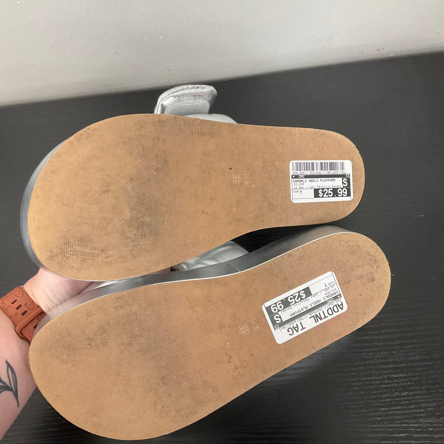 SANDALS HEELS PLATFORM by CMC In SILVER, Size: 7