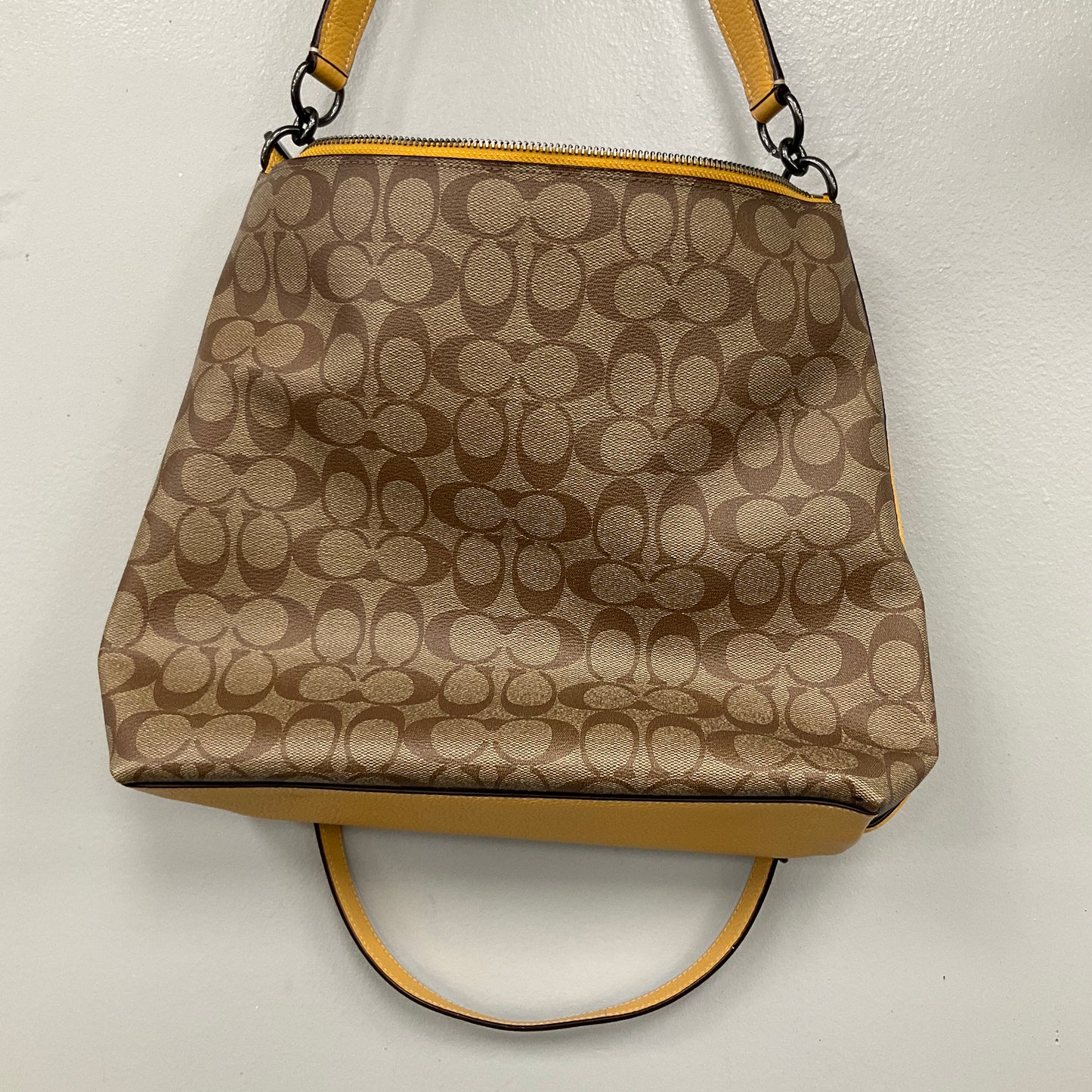 Handbag Designer By Coach In Yellow, Size:Large