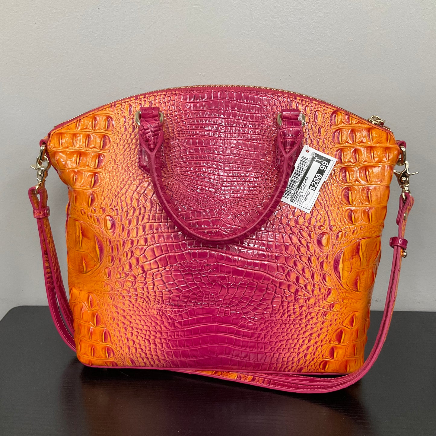 Handbag Designer By Brahmin In Orange & Pink, Size:Medium