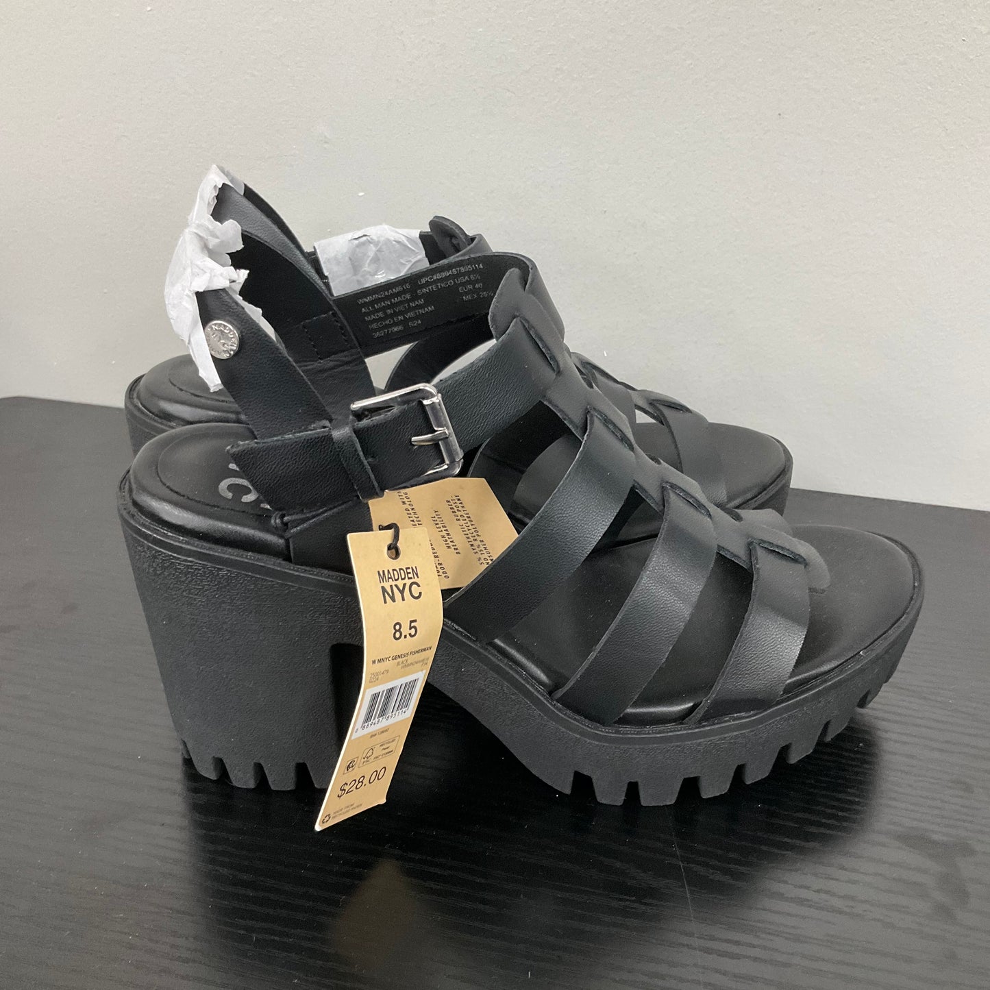 SANDALS HEELS PLATFORM by MADDEN NYC In BLACK, Size: 8.5