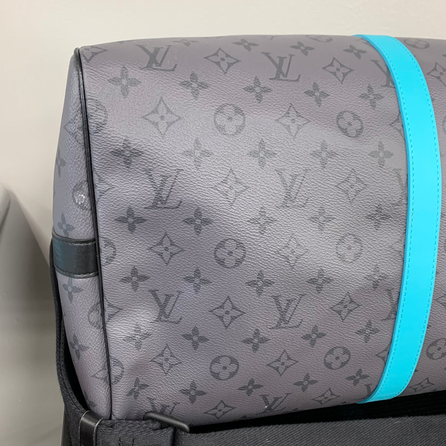 Keepall Bandouliere 55 Luxury Designer By Louis Vuitton In Black & Blue, Size:Large