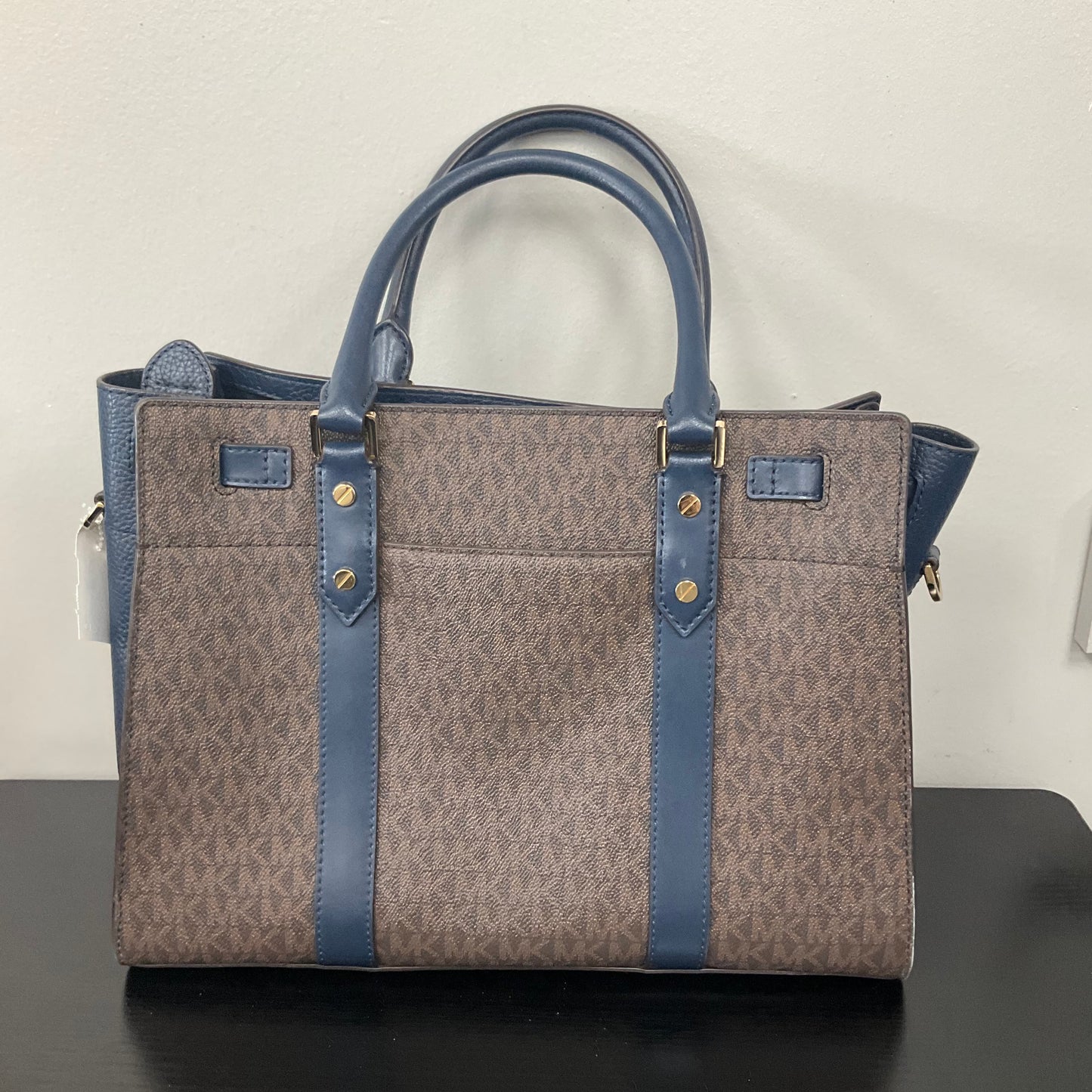 Handbag Designer By Michael Kors In Blue & Brown, Size:Medium