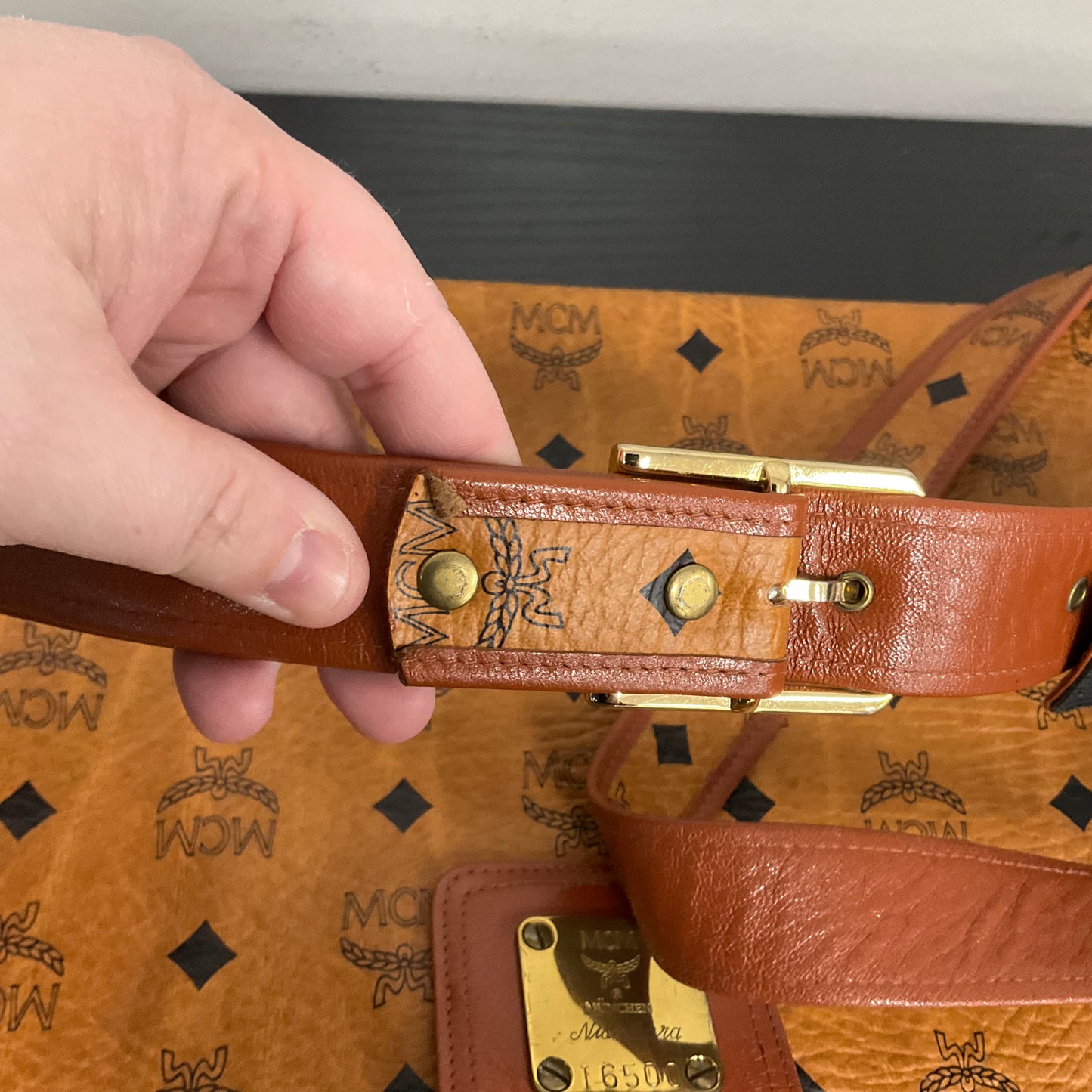 CROSSBODY LUXURY DESIGNER by MCM In BROWN, Size: LARGE