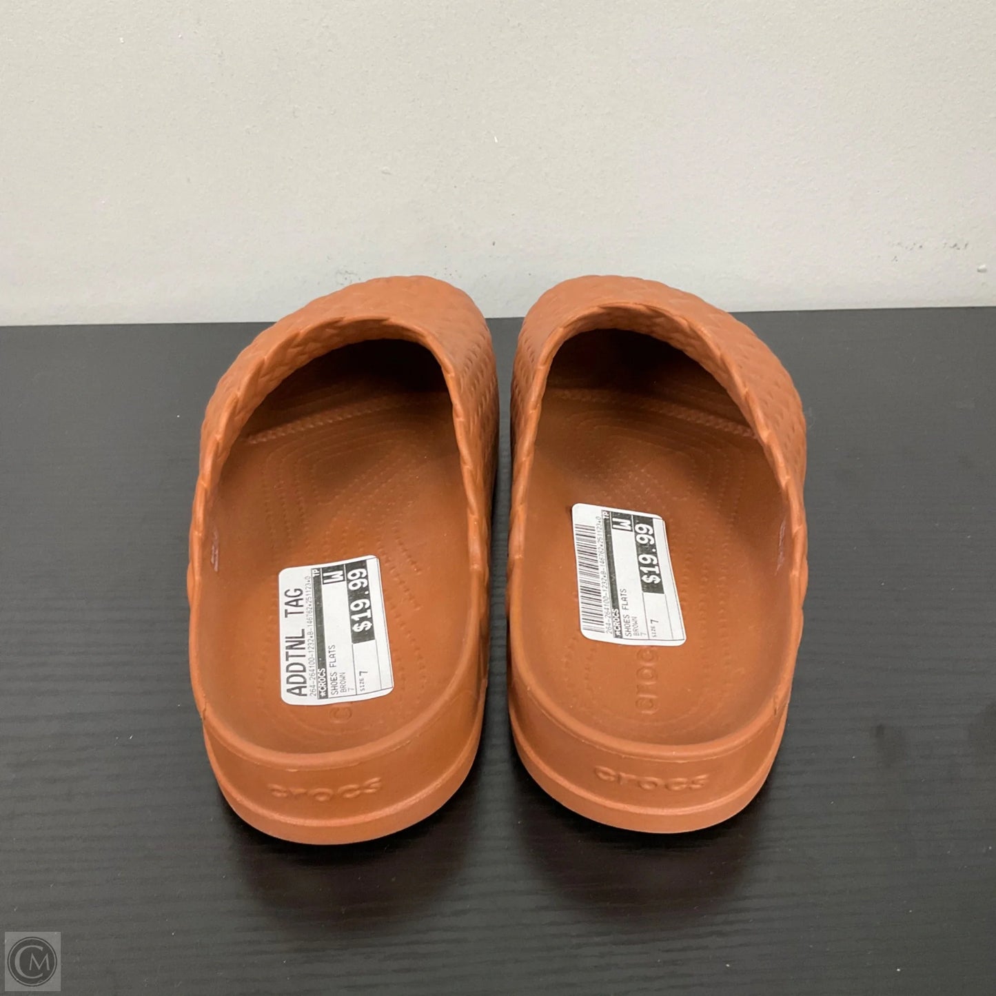 Shoes Flats By Crocs In Brown, Size: 7