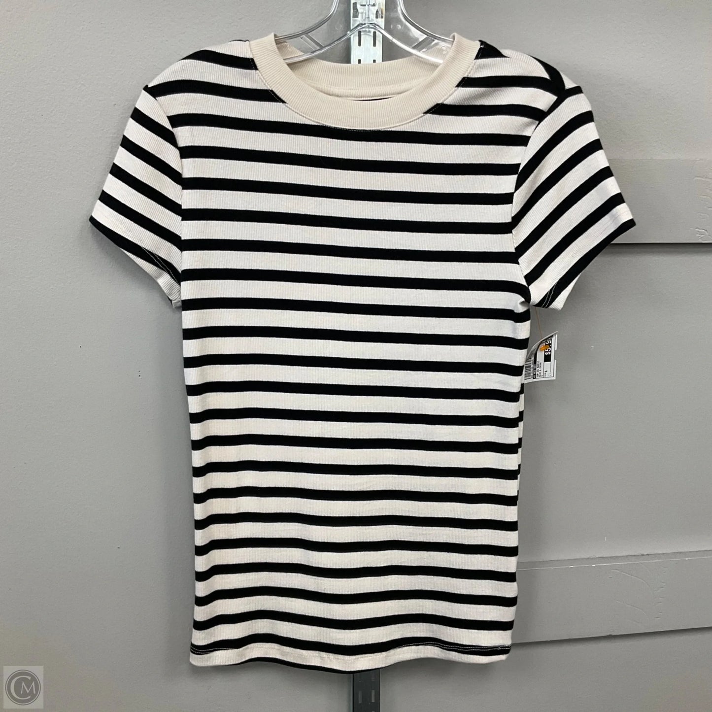 Top Short Sleeve Basic By A New Day In Blue & Cream, Size: S