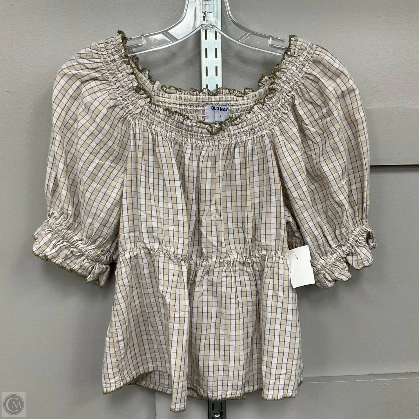 Top Short Sleeve By Old Navy In Plaid Pattern, Size: S