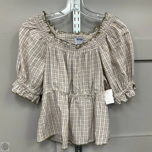Top Short Sleeve By Old Navy In Plaid Pattern, Size: S
