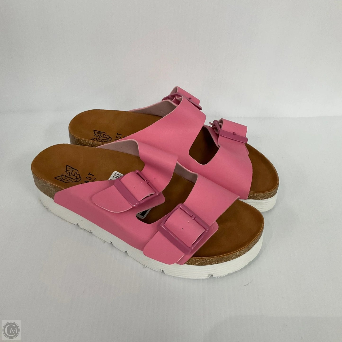 Sandals Heels Platform By Clothes Mentor In Pink & Tan, Size: 7