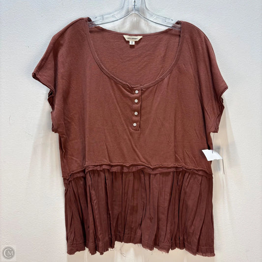 Top Short Sleeve By Lucky Brand In Brown, Size: Xl