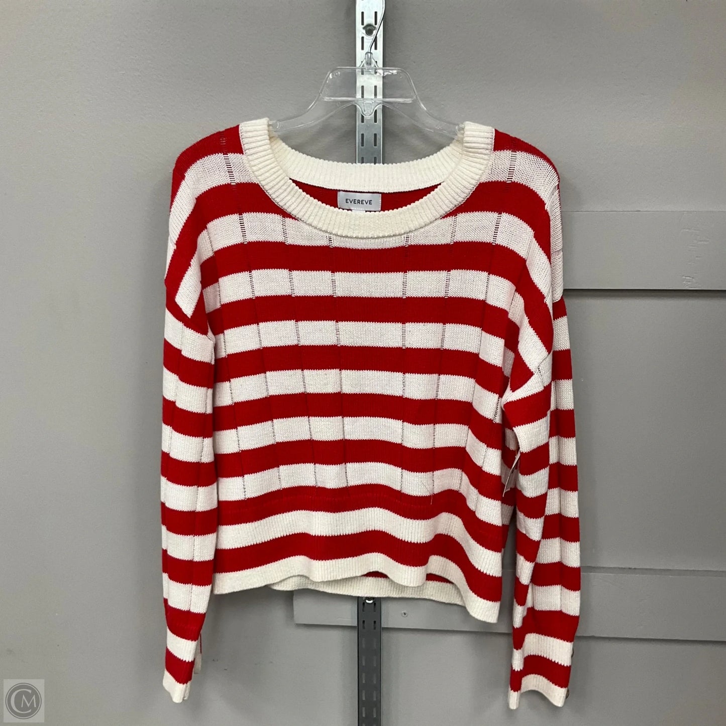 Sweater By Evereve In Red & White, Size: L
