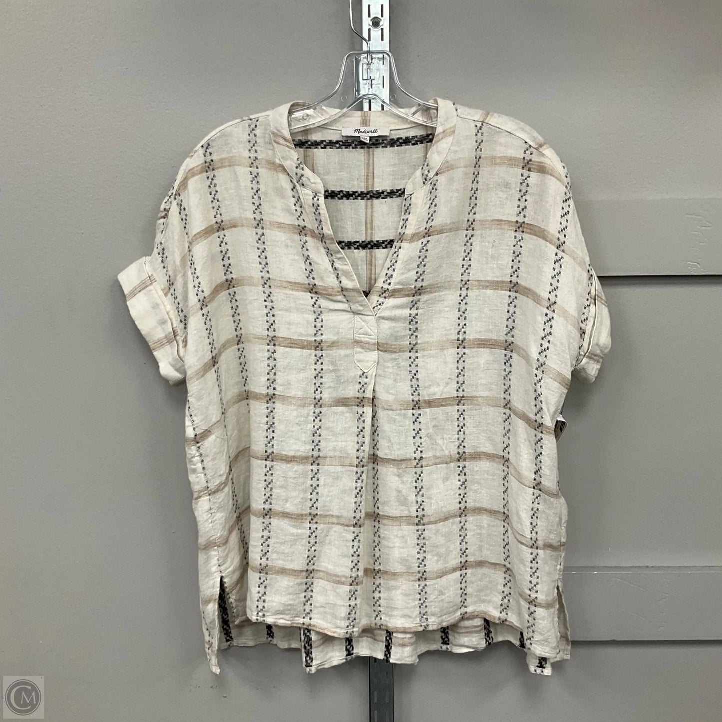 Blouse Short Sleeve By Madewell In Black & Cream, Size: Xxs