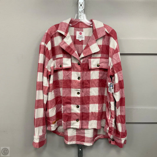 Jacket Shirt By Simply Southern In Plaid Pattern, Size: L