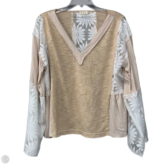 Top Long Sleeve By Pol In Beige, Size: L
