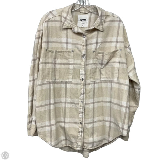 Top Long Sleeve By Aerie In Plaid Pattern, Size: M