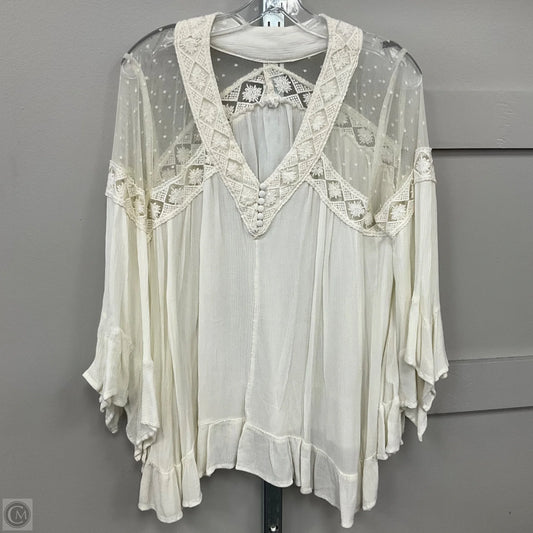 Blouse Long Sleeve By Pink Blush In Cream, Size: L