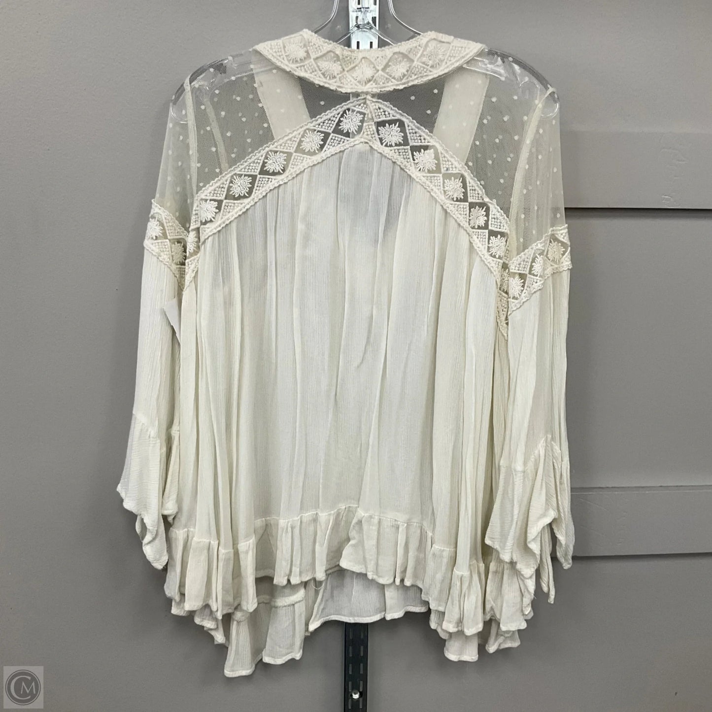 Blouse Long Sleeve By Pink Blush In Cream, Size: L