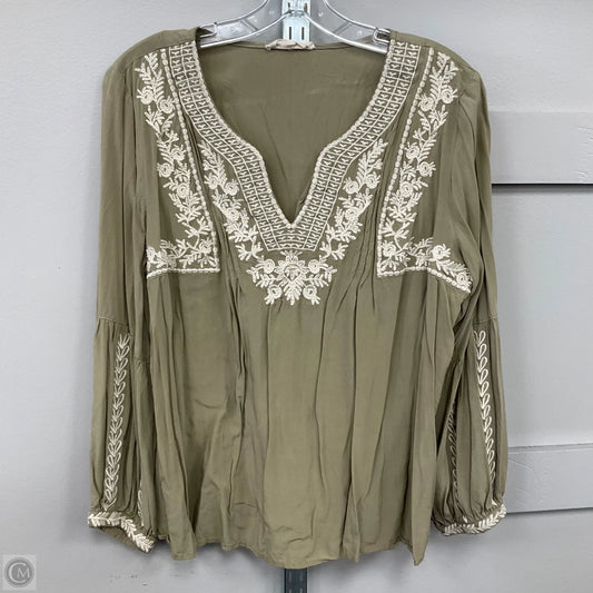 Top Long Sleeve By Solitaire In Green, Size: Xl