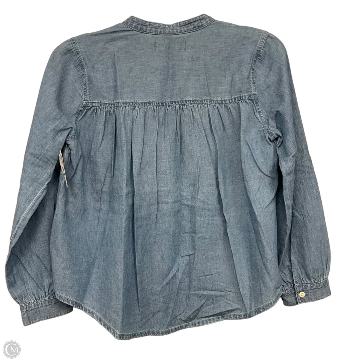 Top Long Sleeve By Madewell In Blue Denim, Size: Xxs