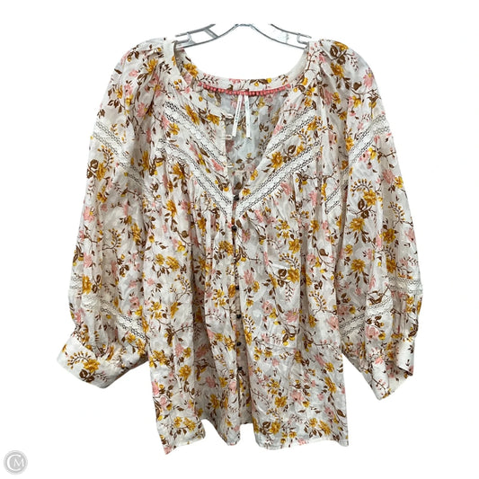 Top Long Sleeve By Anthropologie In Floral Print, Size: 2x