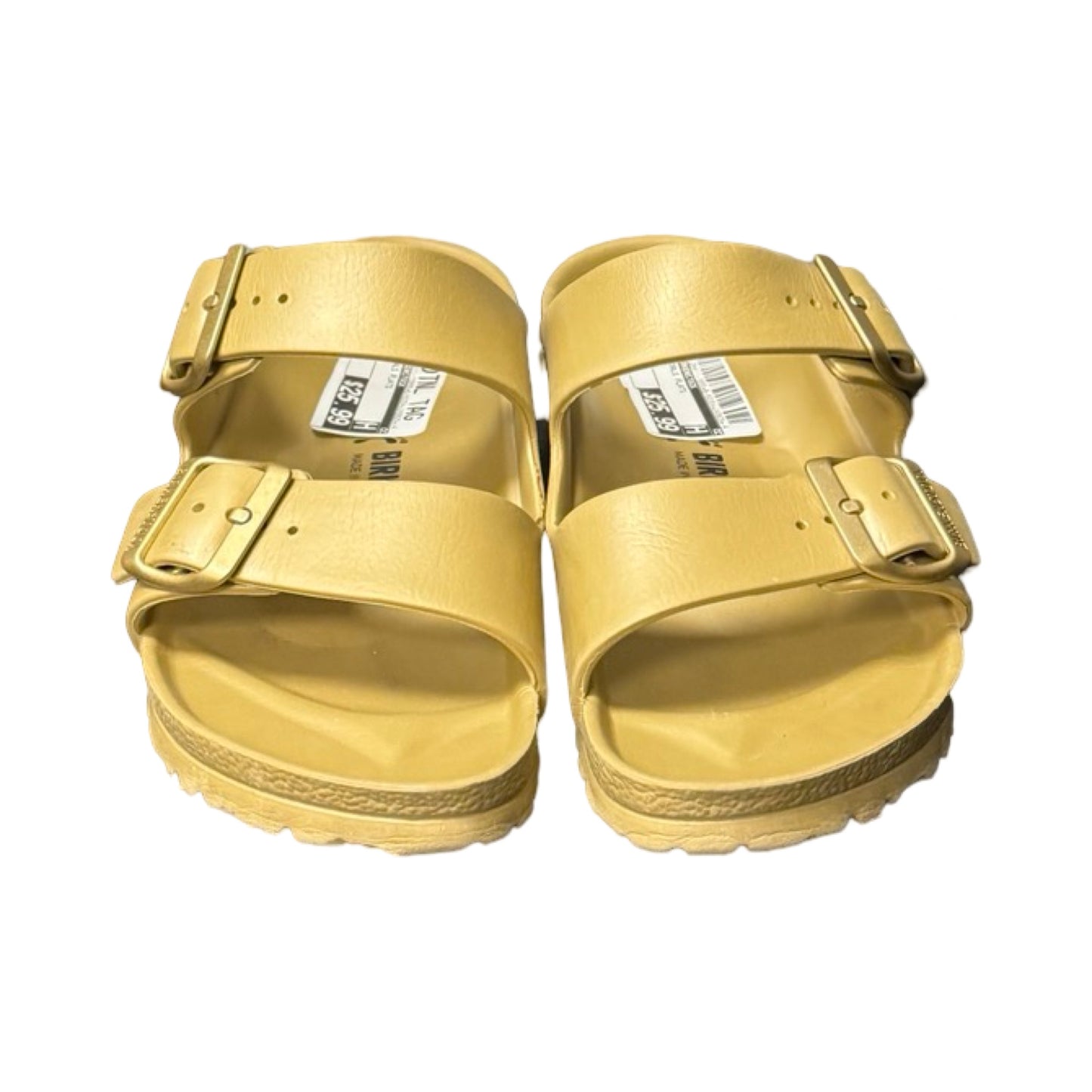 Sandals Flats By Birkenstock In Gold, Size: 6