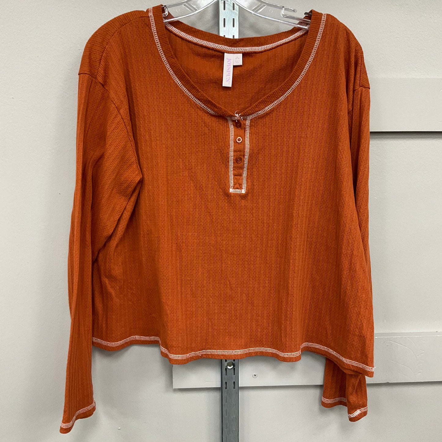 Top Long Sleeve Basic By Joyspun In Orange, Size: Xl