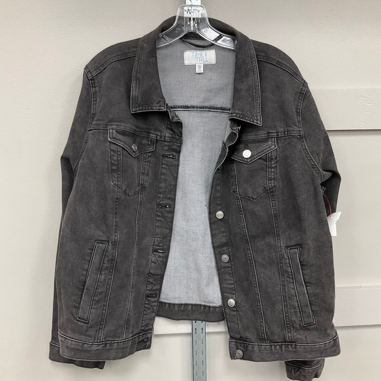 Jacket Denim By Time And Tru In Black Denim, Size: Xxl