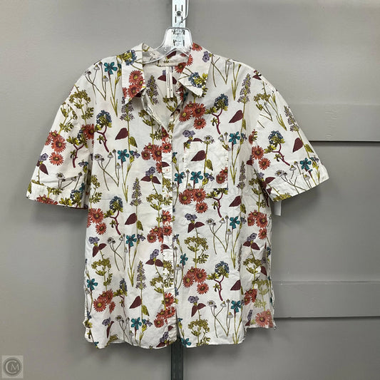 Top Short Sleeve By Anthropologie In Floral Print, Size: Xxs