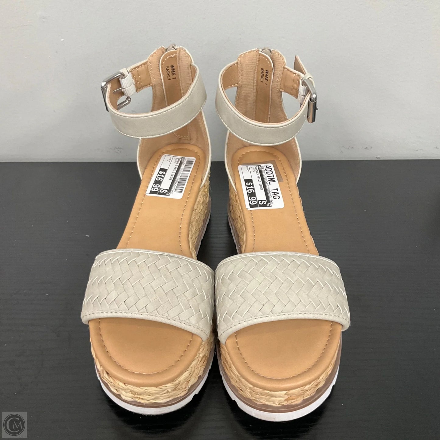 Sandals Heels Wedge By Dv In Taupe, Size: 7