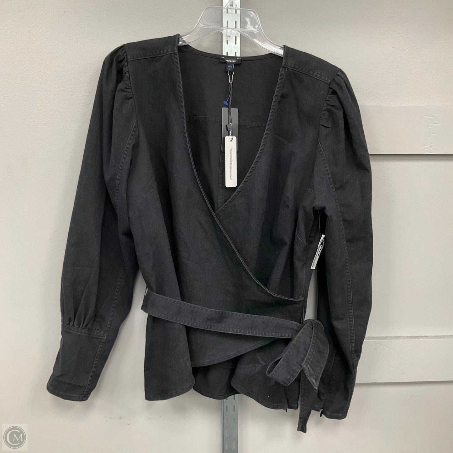 Top Long Sleeve By Express In Black Denim, Size: L