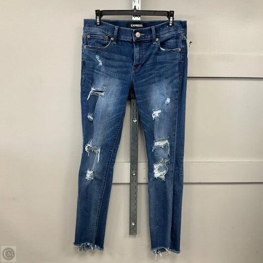 Jeans Skinny By Express In Blue Denim, Size: 8