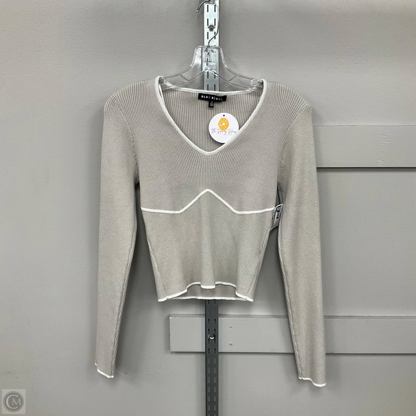 Top Long Sleeve By Blue Blush In Grey, Size: L