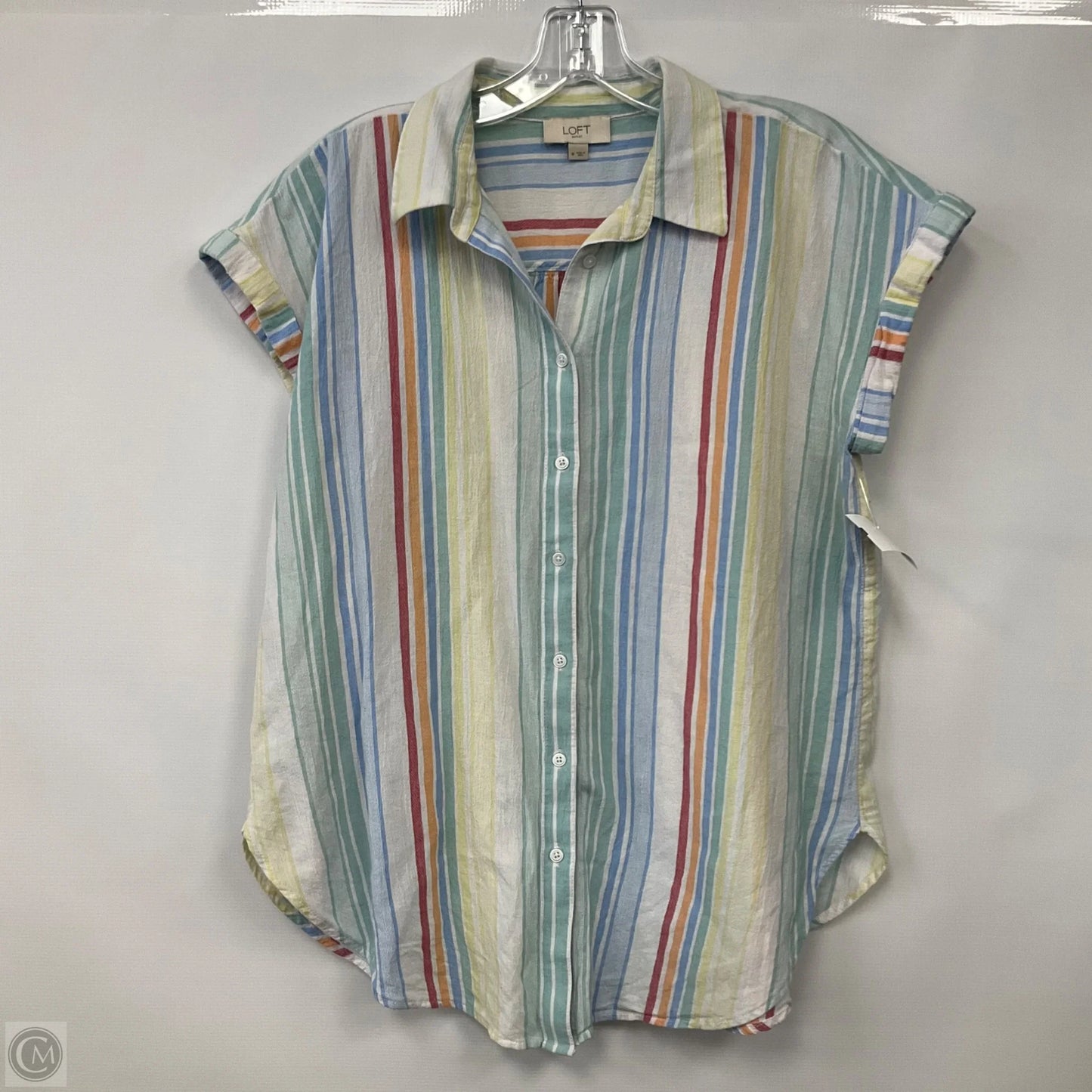 Top Short Sleeve By Loft In Striped Pattern, Size: M