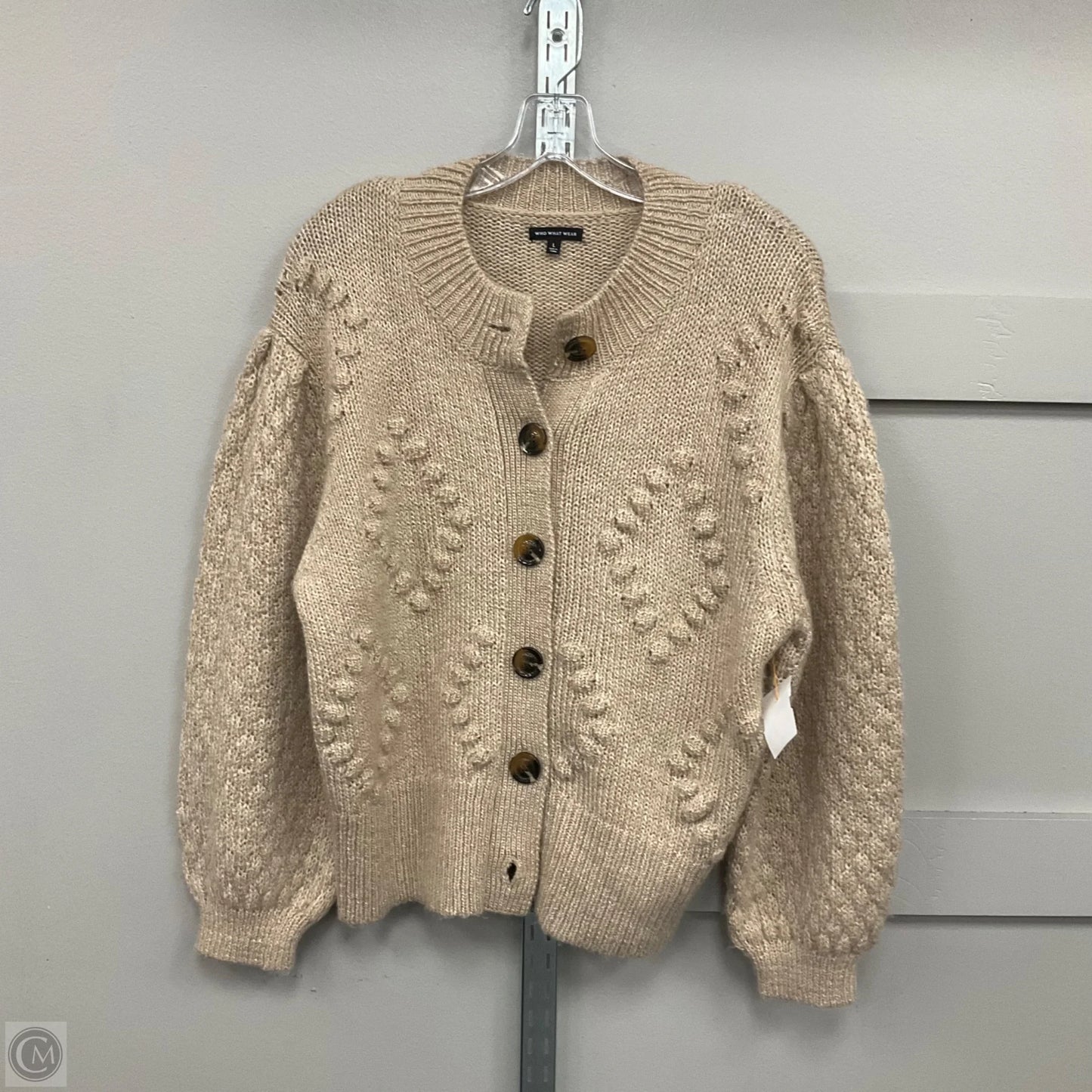 Sweater Cardigan By Who What Wear In Sand, Size: L