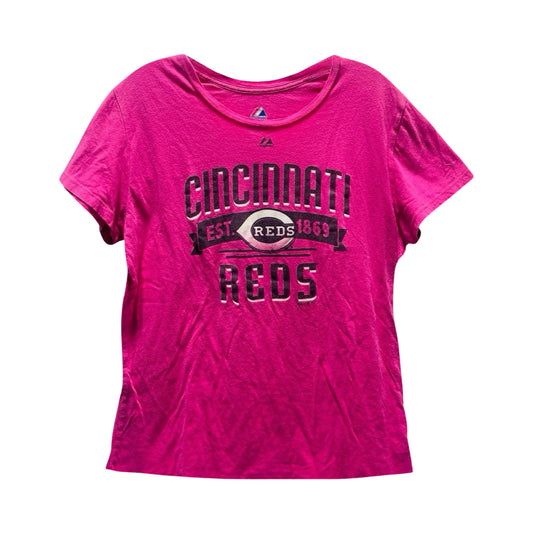 Cincinnati Reds Pink Athletic Top Short Sleeve Tee by Majestic  Size: XL