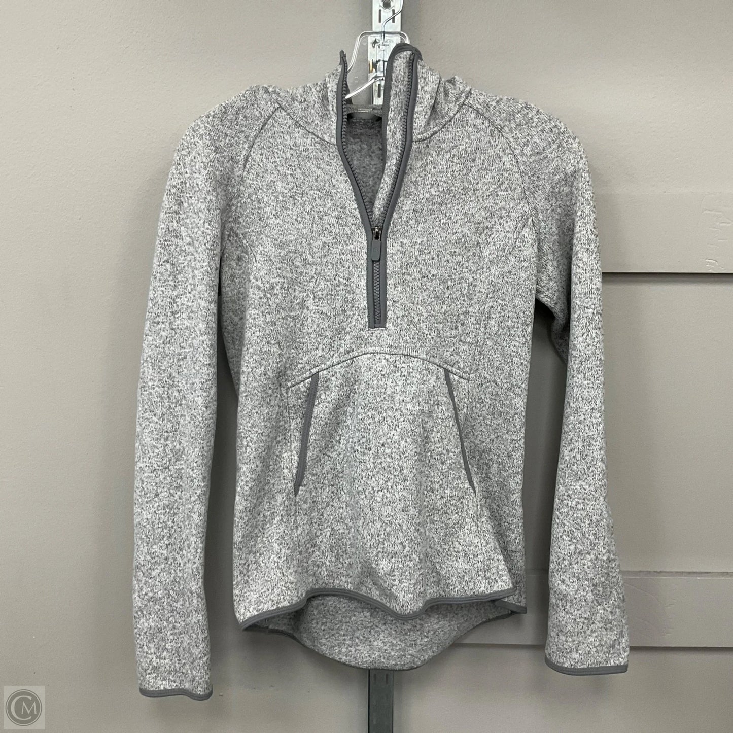 Athletic Top Long Sleeve Hoodie By Lululemon In Grey, Size: S