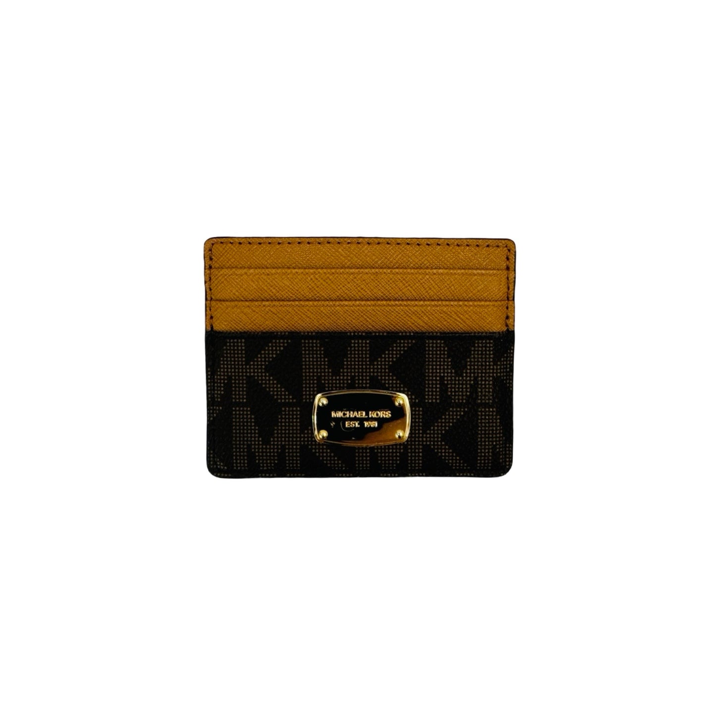 Tan & Brown Monogram Wallet Designer Michael Kors, Size Small