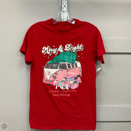 Top Short Sleeve Basic By Simply Southern In Red, Size: S