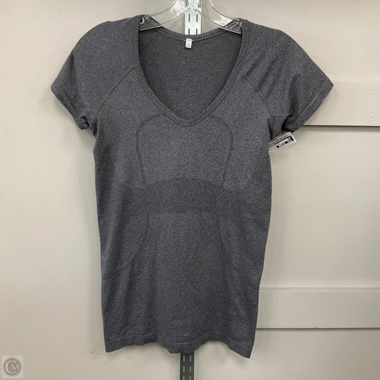 Athletic Top Short Sleeve By Lululemon In Grey, Size: 6