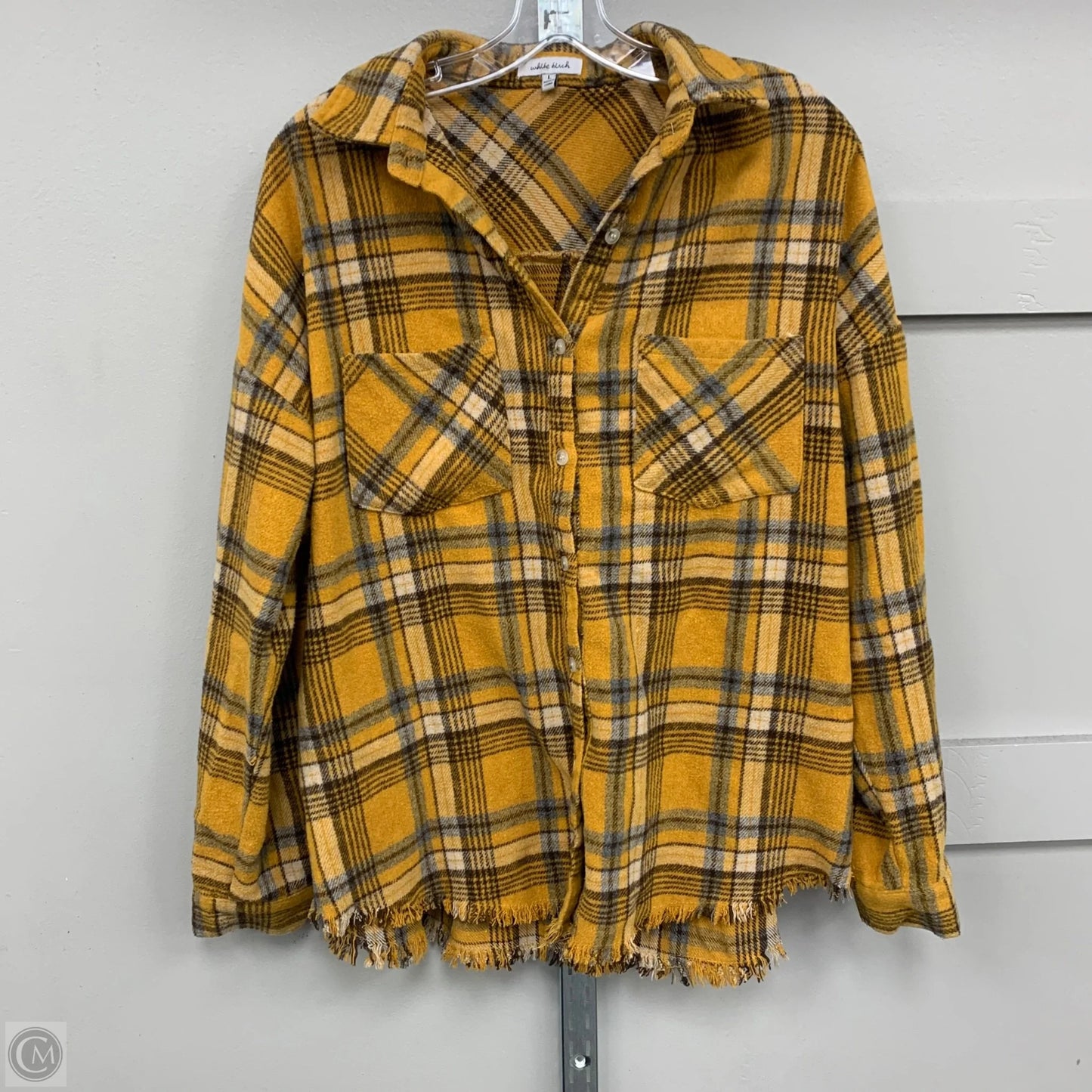 Jacket Shirt By White Birch In Yellow, Size: L
