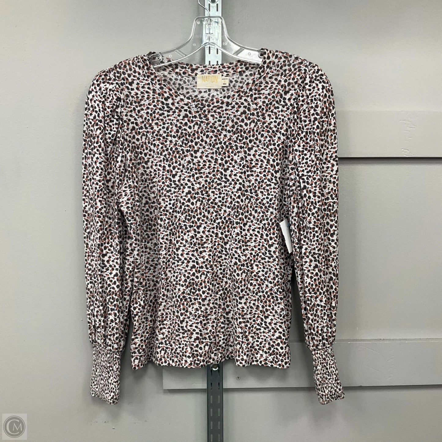 Top Long Sleeve By Nation In Polkadot Pattern, Size: S