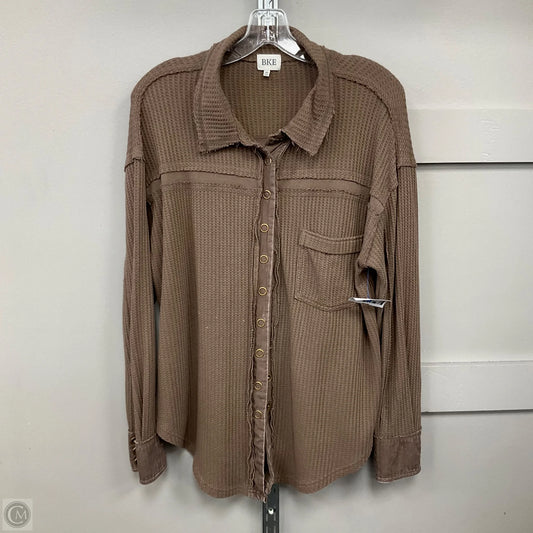 Top Long Sleeve By Bke In Brown, Size: Xs