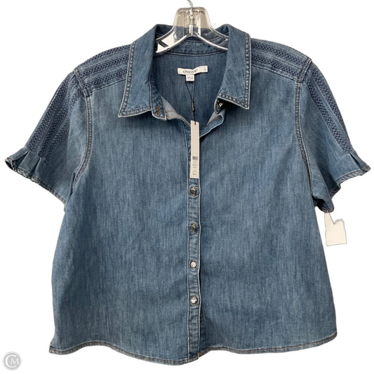 Top Short Sleeve By Chicos In Blue Denim, Size: 12