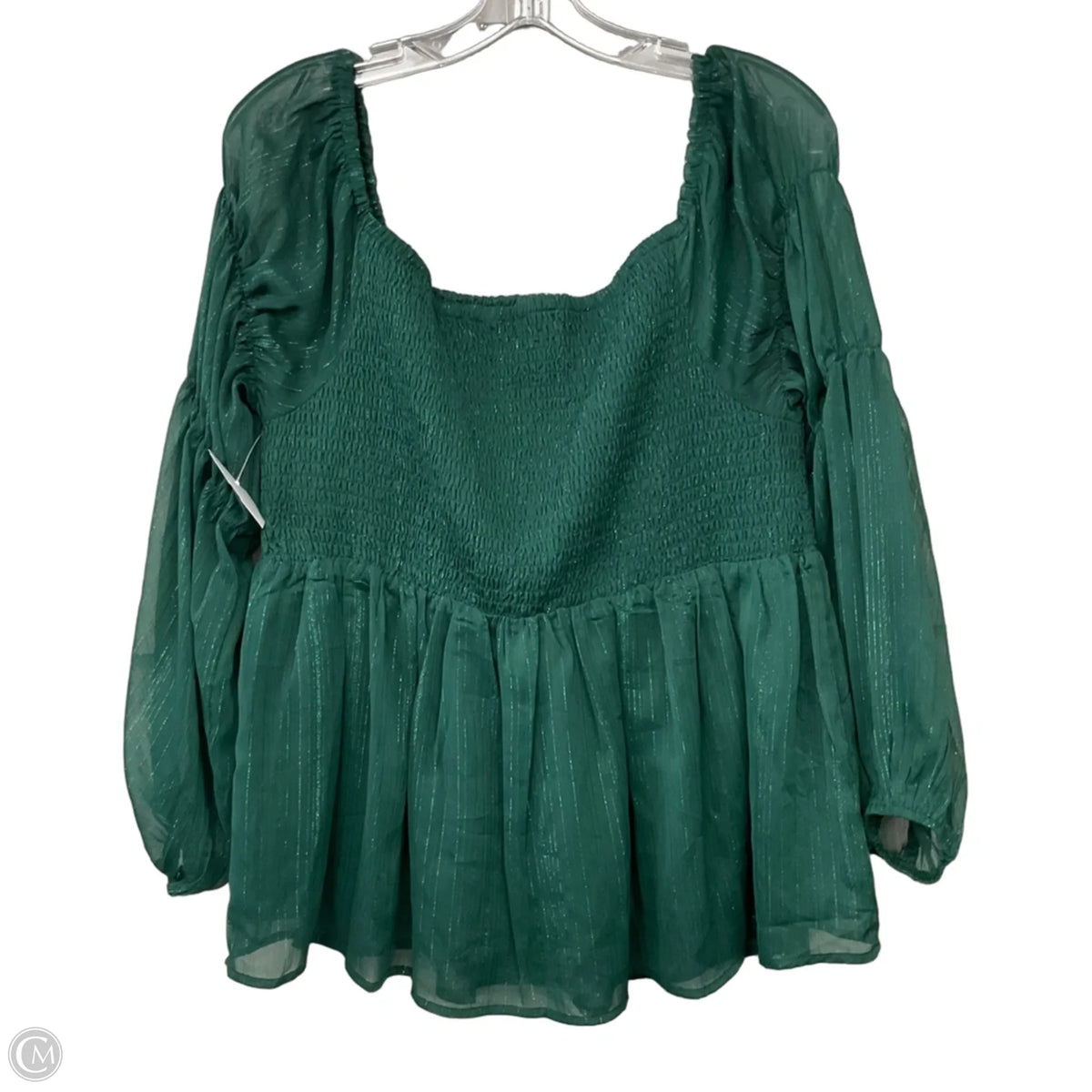 Top Long Sleeve By Arula In Green, Size: 1x
