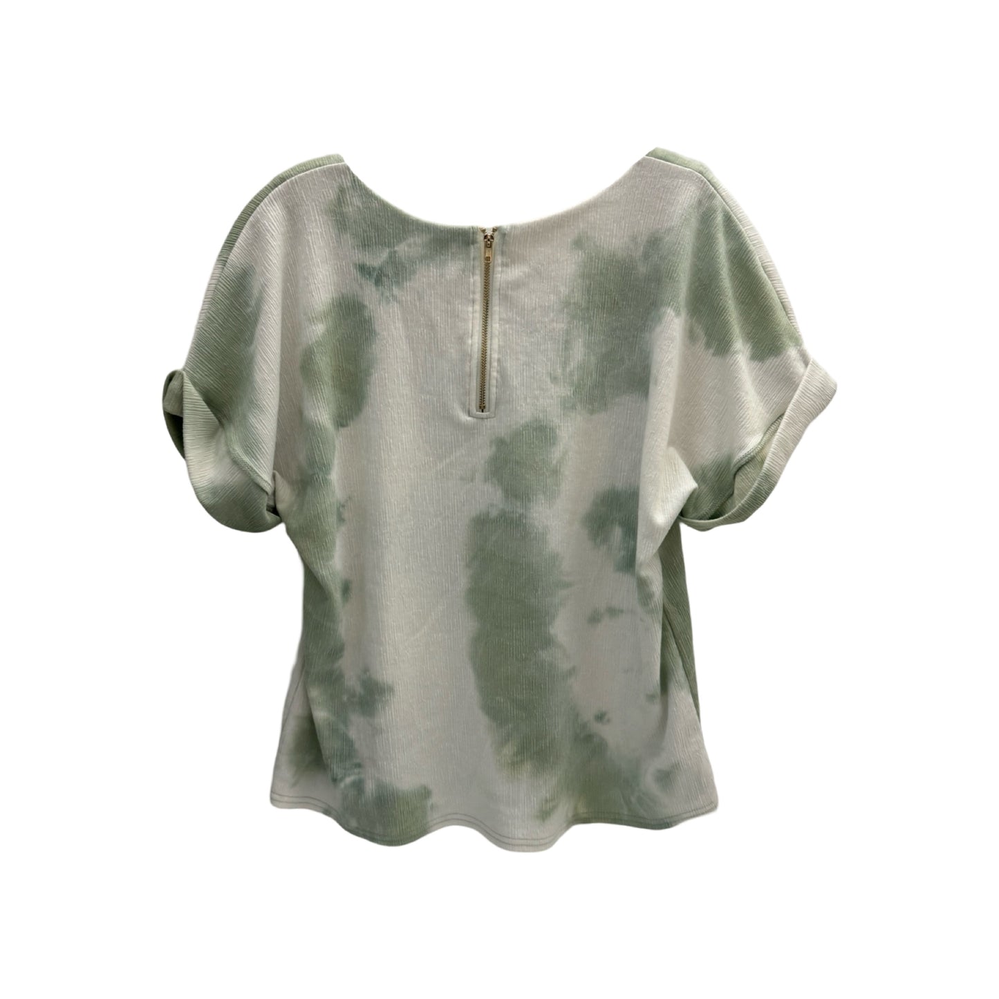 Green White Blouse Short Sleeve Melloday, Size S