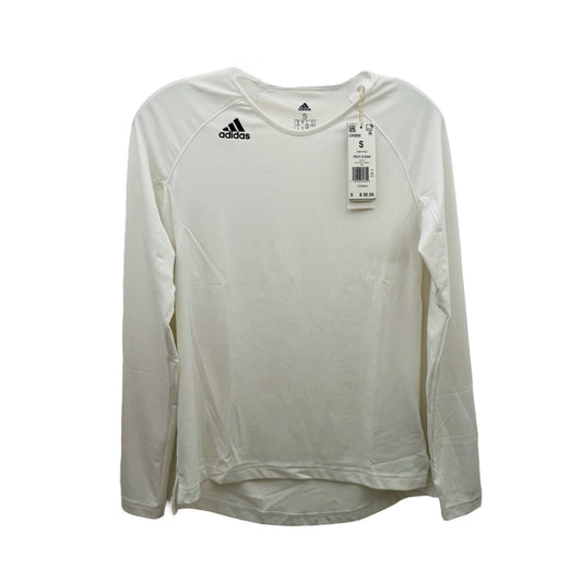 NWT White Athletic Top Long Sleeve Crewneck By Adidas  Size: S