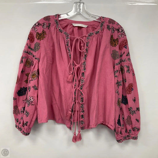 Top 3/4 Sleeve By Zara In Pink, Size: S
